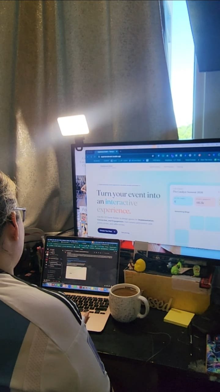 Anna Andrea working at her desk